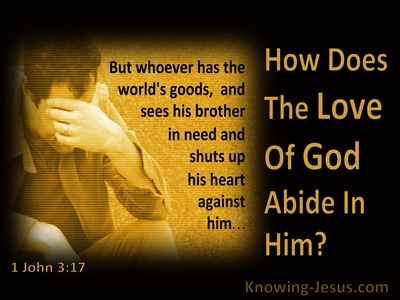 1 John 3:17 How Does God's Love Abide In Him (brown)